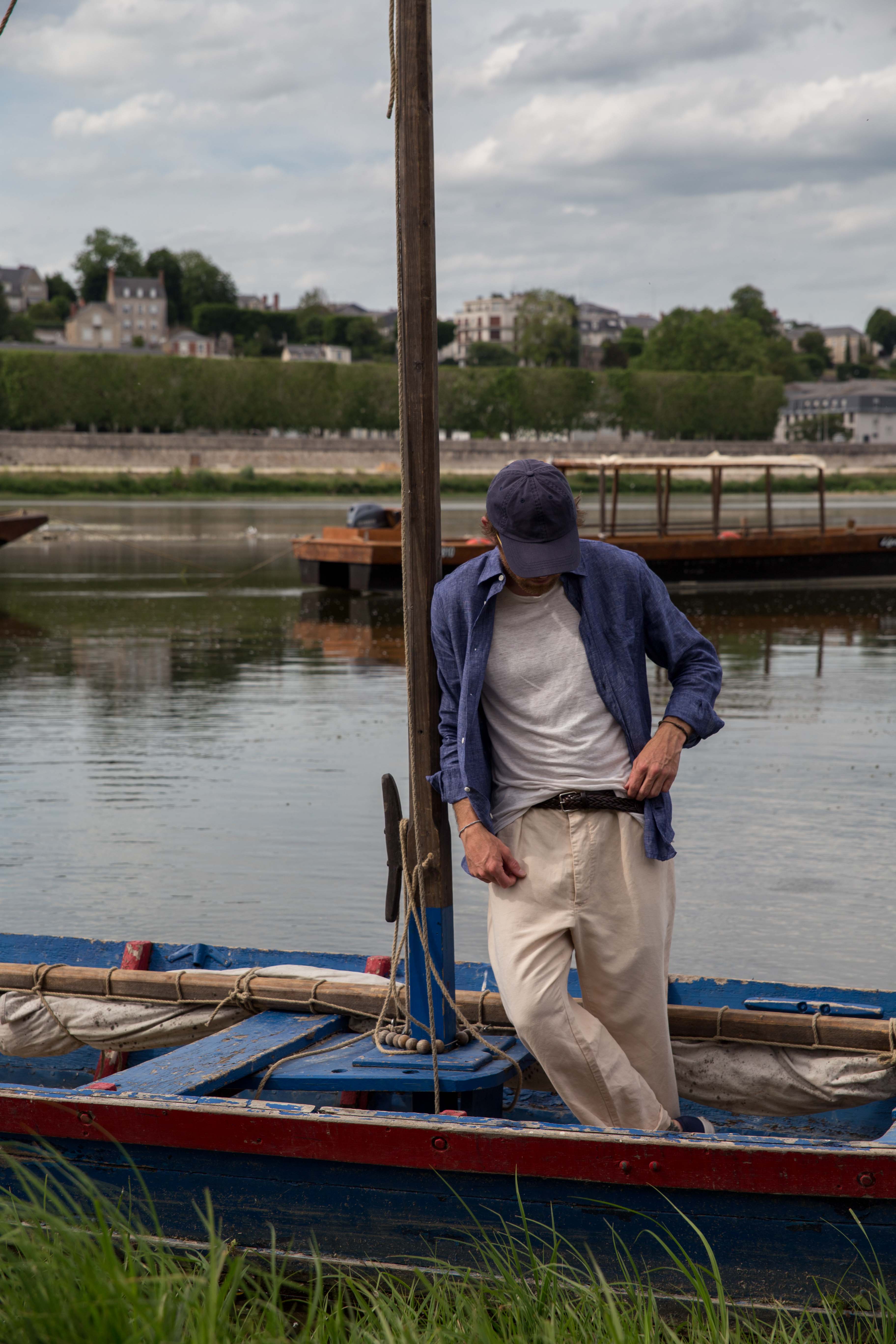 Chemise chambray de lin - Bleu