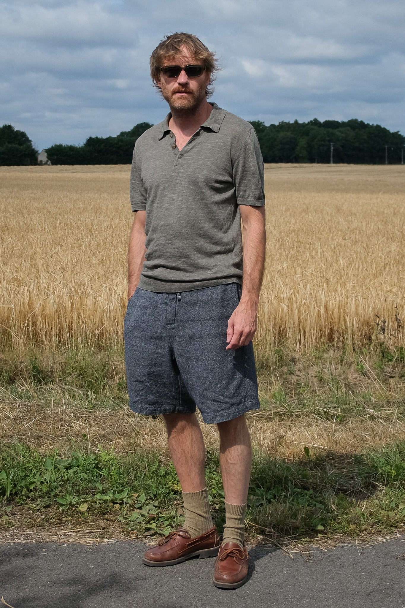 Short en lin et coton recyclé