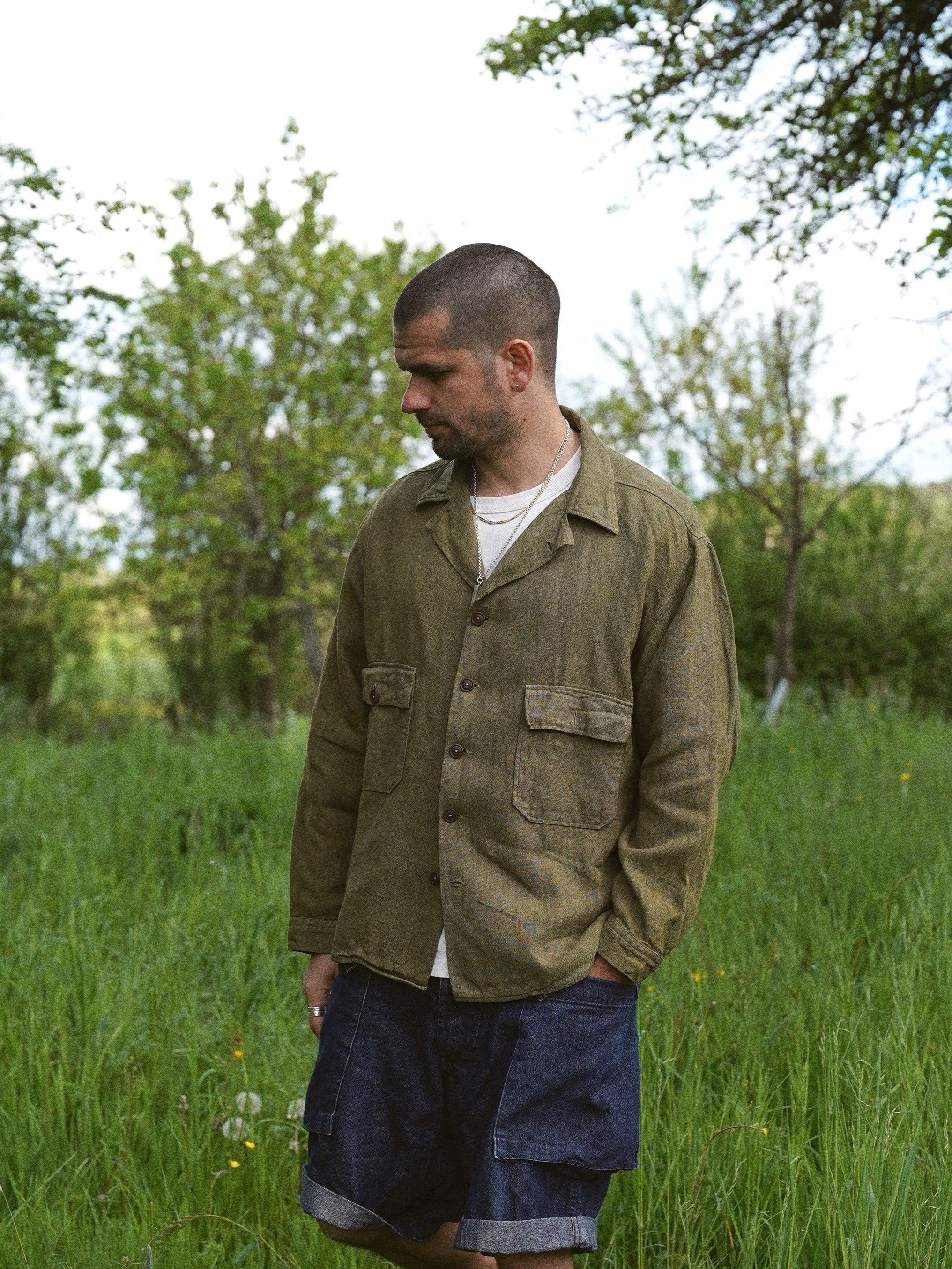 Surchemise "Full Linen Jacket" Histon by Boras - Olive Vintage