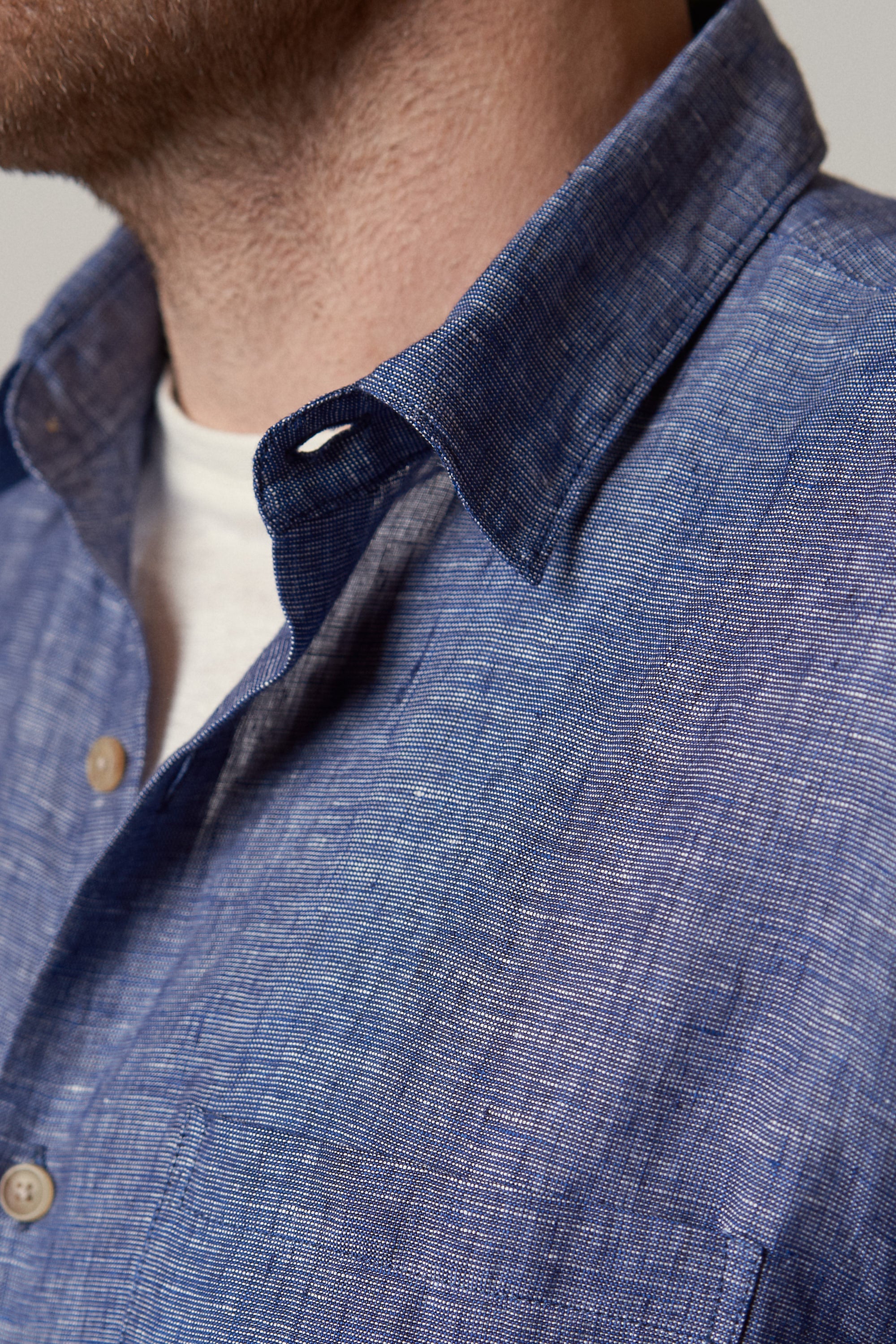 Chemise chambray de lin - Bleu