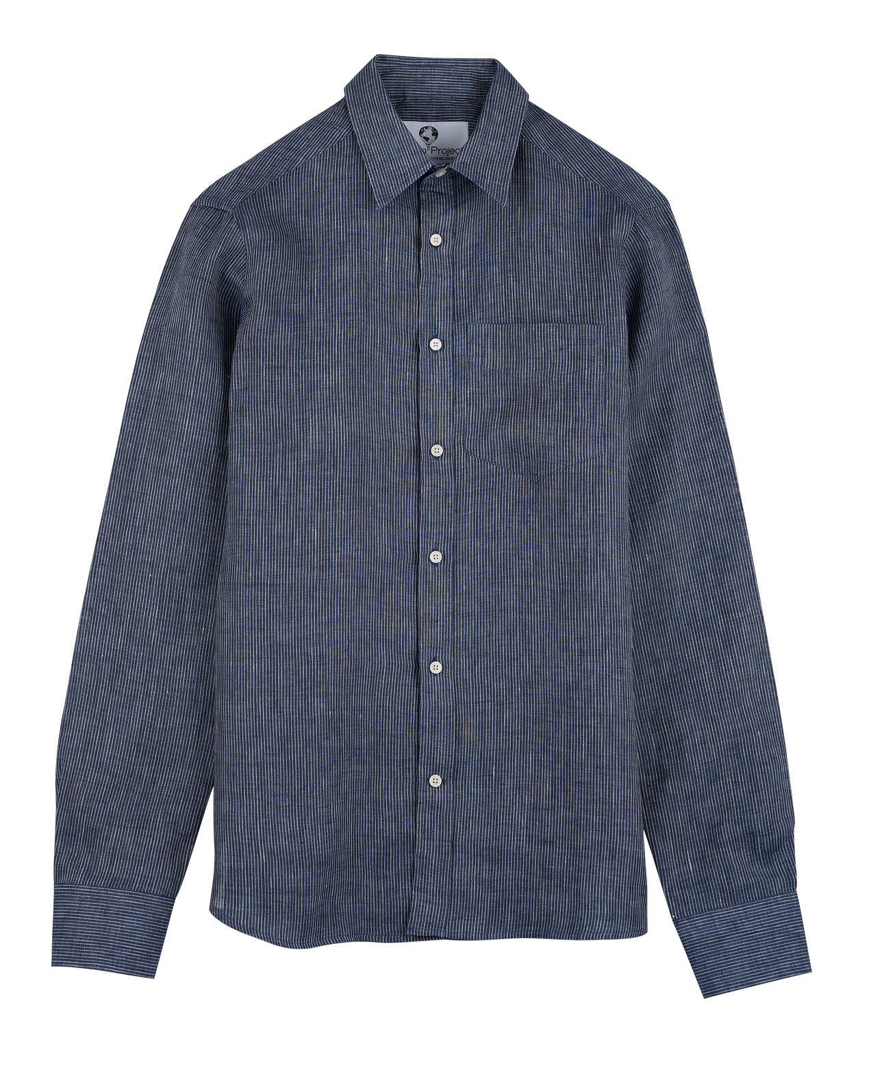 Chemise à fines rayures - Bleu navy Blanc