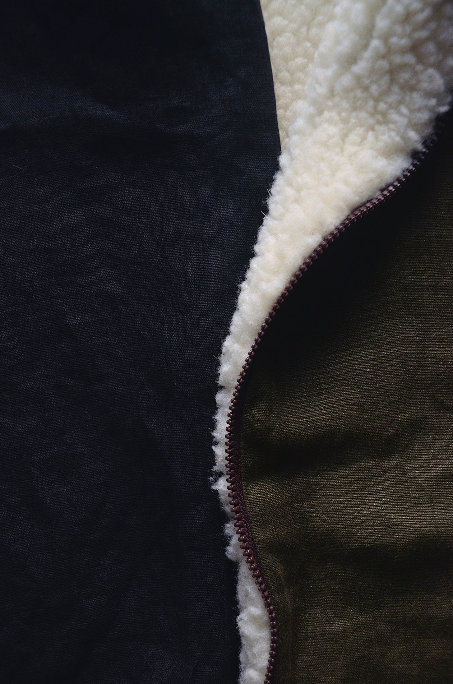 Veste sans manches réversible - lin & laine sherpa