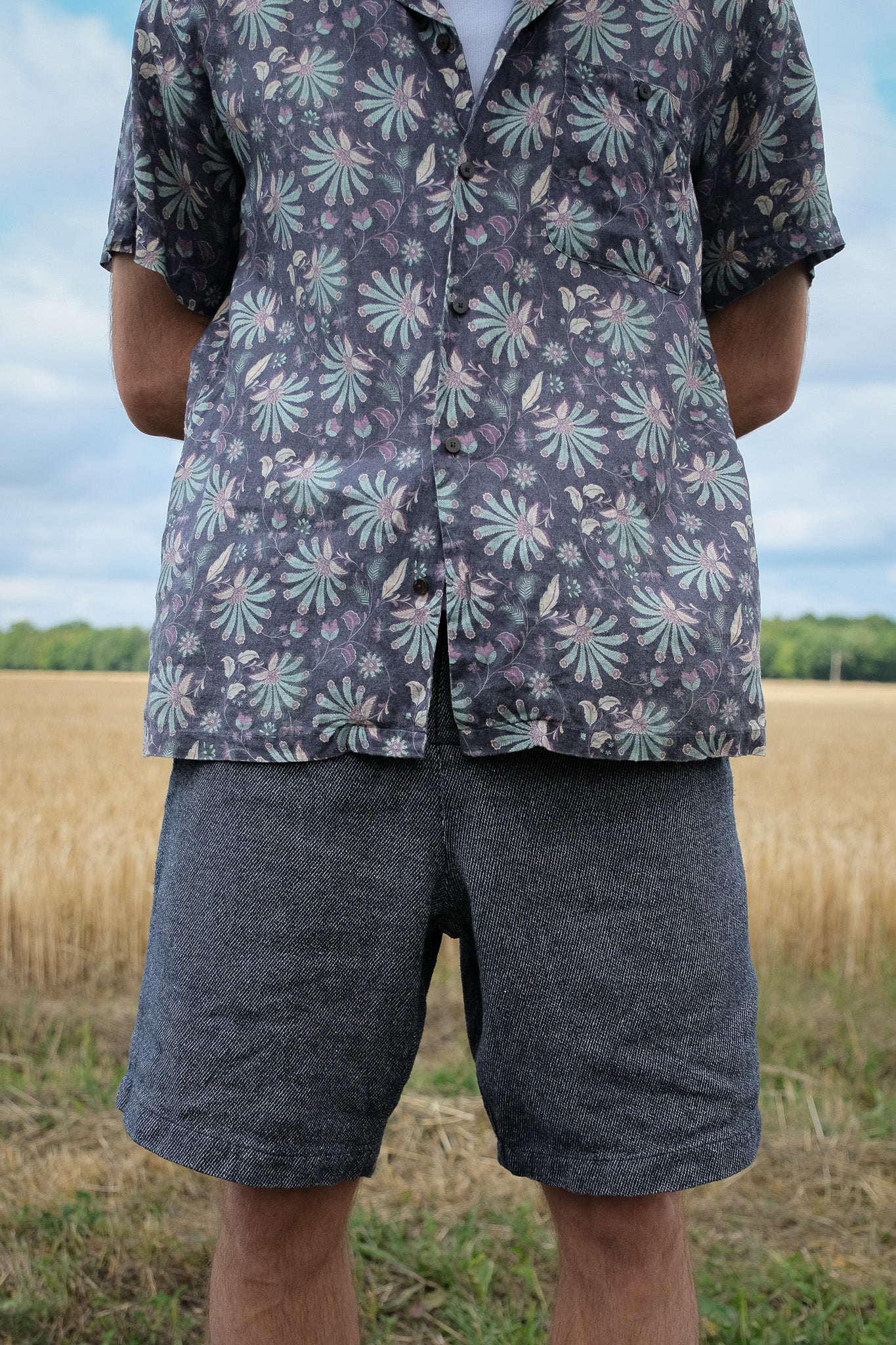 Short en lin et coton recyclé