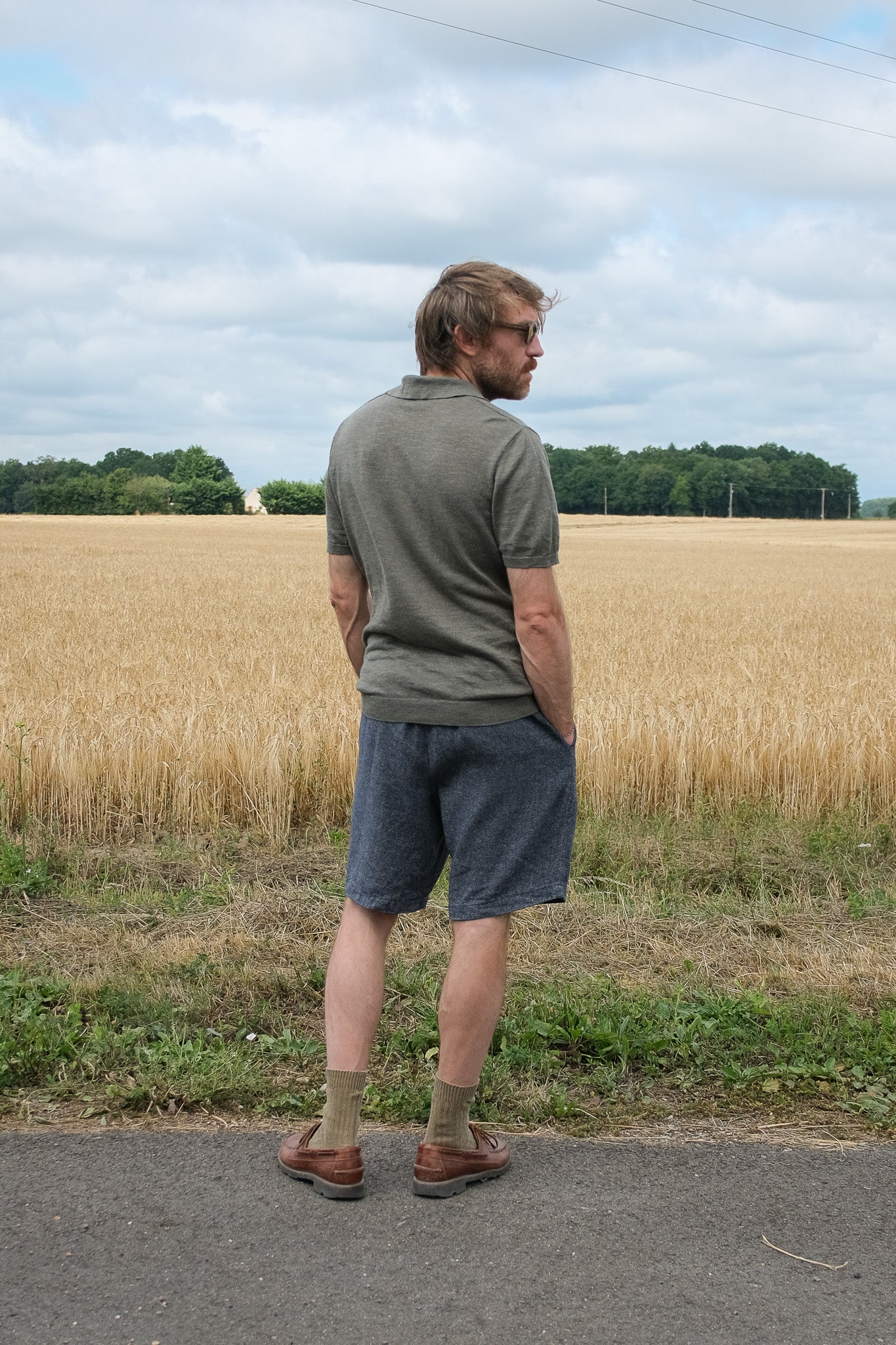 Short en lin et coton recyclé
