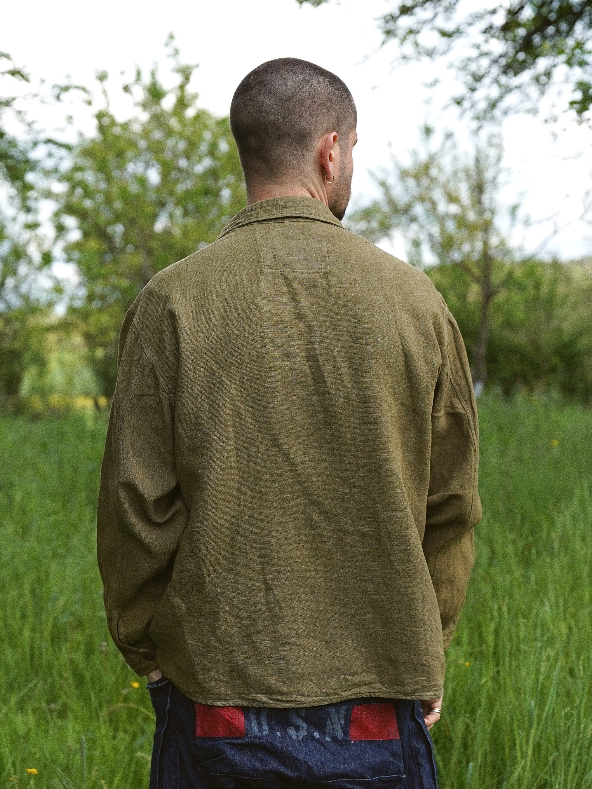 Surchemise "Full Linen Jacket" Histon by Boras - Olive Vintage