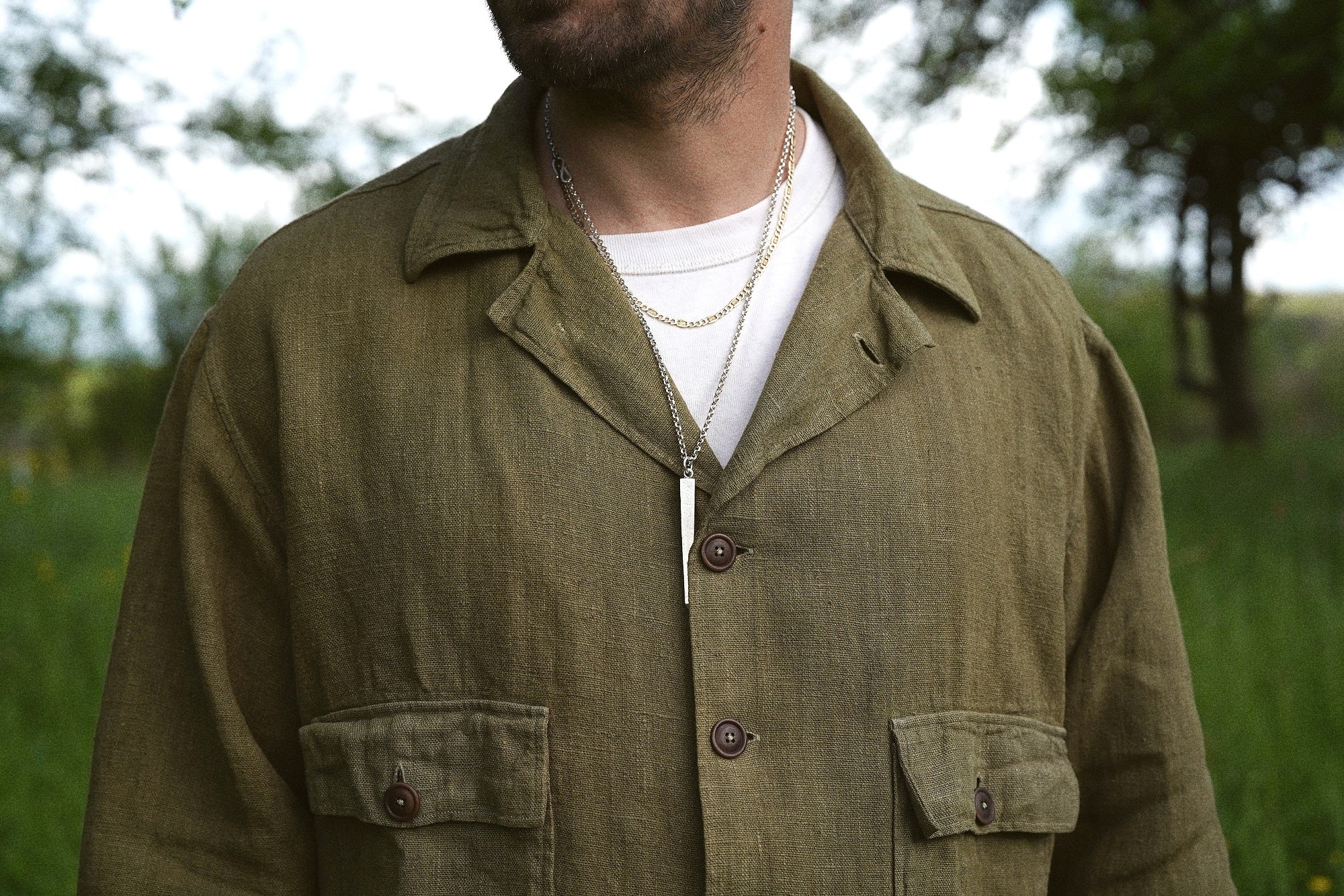 Surchemise "Full Linen Jacket" Histon by Boras - Olive Vintage